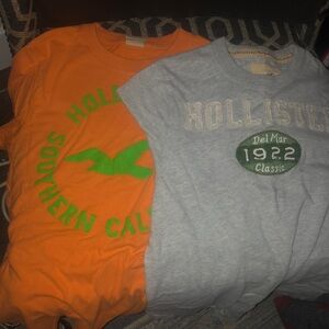 Hollister Mens Orange and Gray T-Shirts Bundle